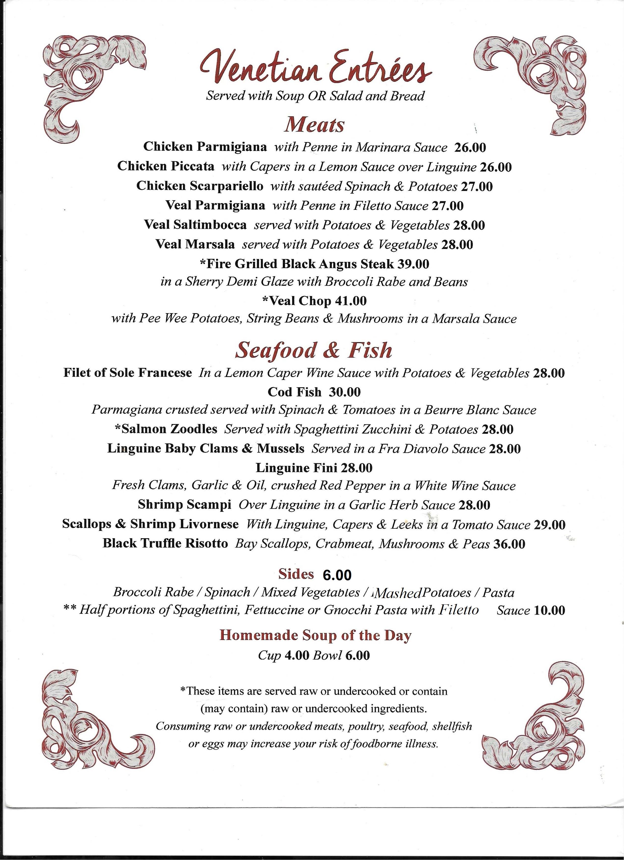 venetian menu dinner 2