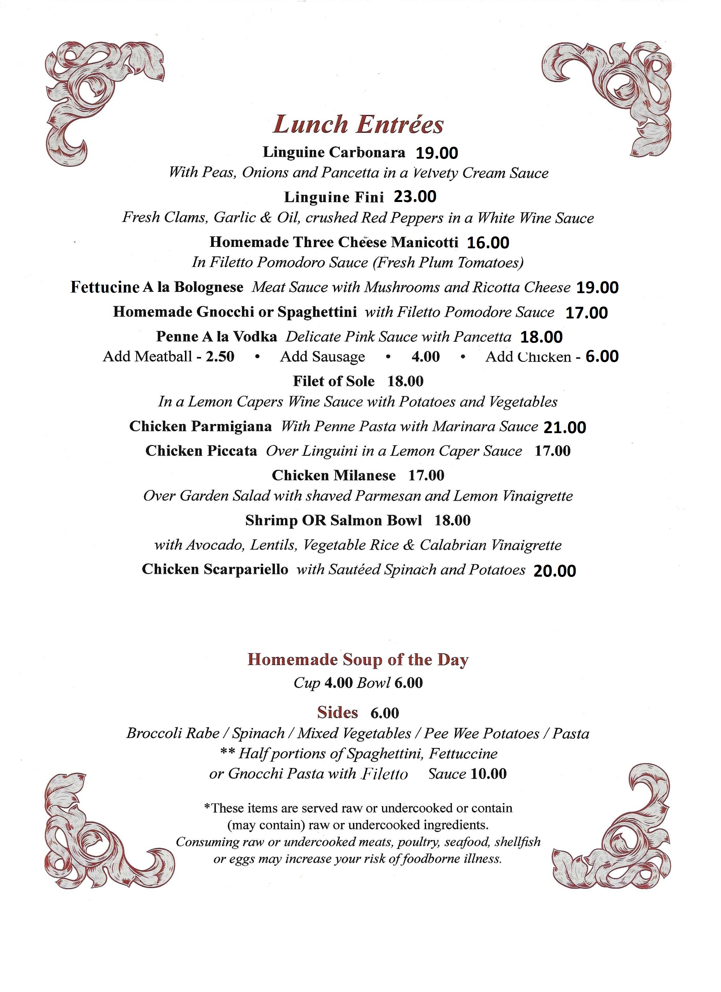 venetian lunch menu 2